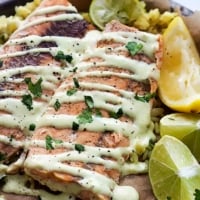 Baked Salmon with Avocado Cream Sauce | Creme de la Crumb