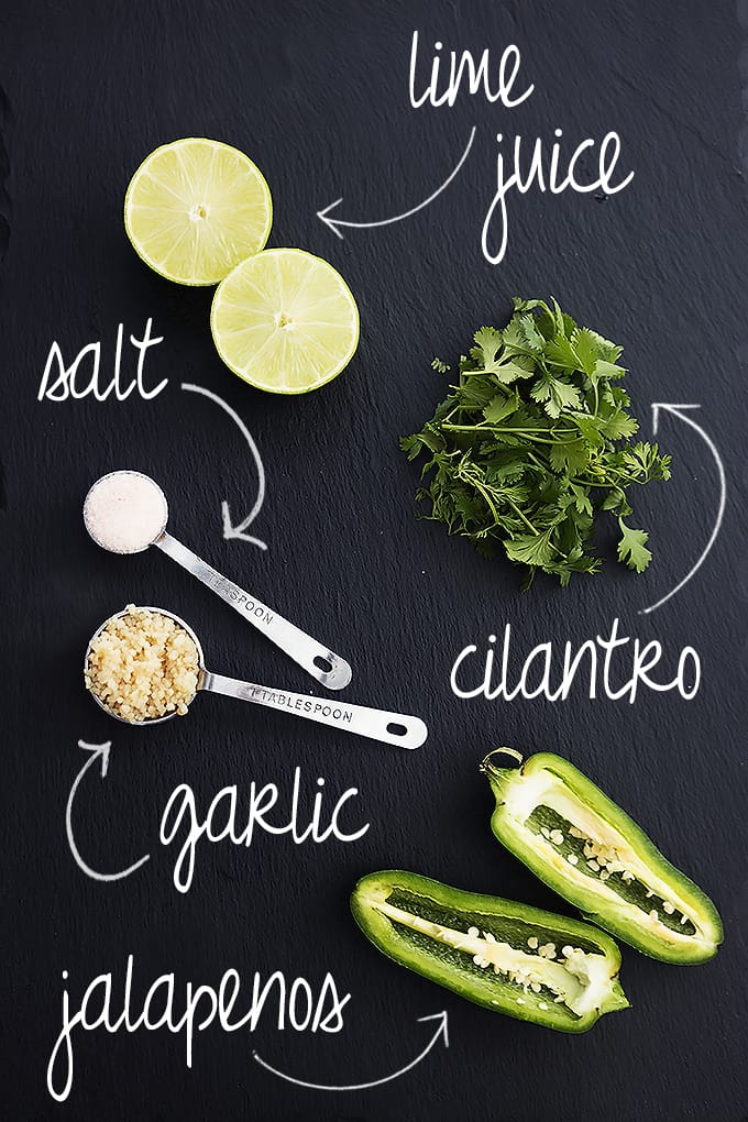 top view of more raw ingredients with the title of the ingredient written on the image with an arrow pointing to it.