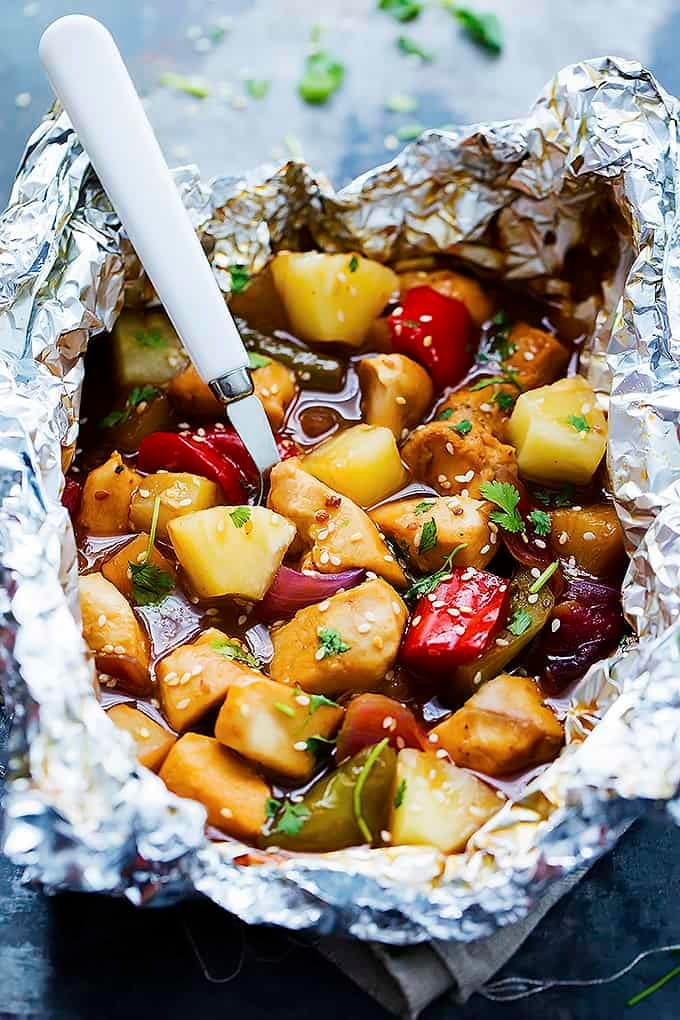 Grilled Pineapple Chicken Foil Packet Recipe | Quick And Easy Foil Packet Recipes For Tasty Instant Meals | ground beef foil packets