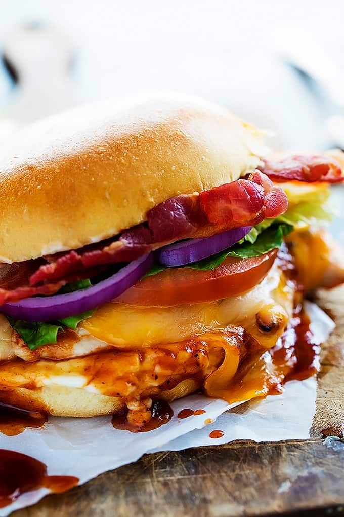 close up of a monterey chicken sandwich.