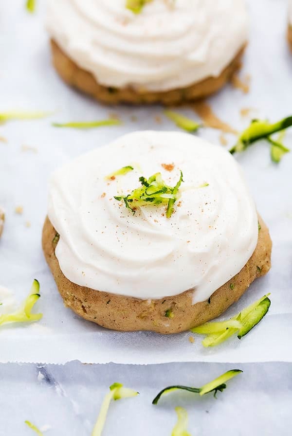 Zucchini Cookies with Brown Butter Cream Cheese Frosting | Creme de la Crumb