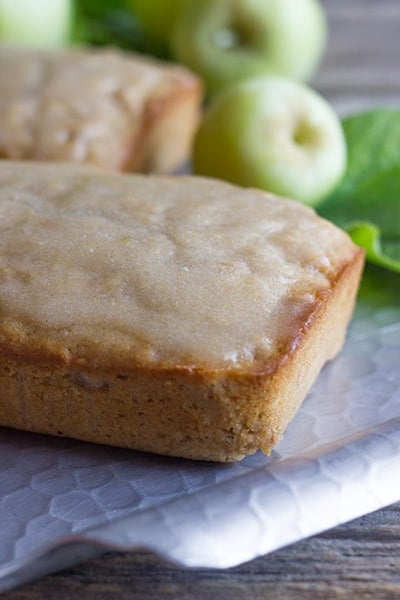 a glazed apple cinnamon apple bread loaf.