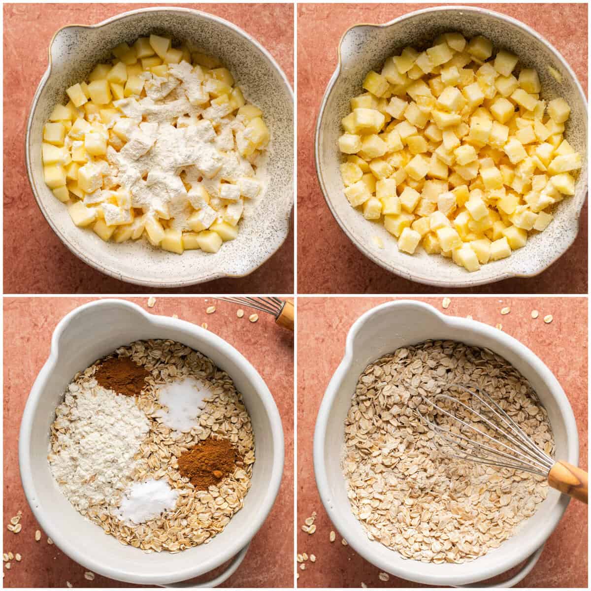 Steps 6 for preparing apple oatmeal cookies.