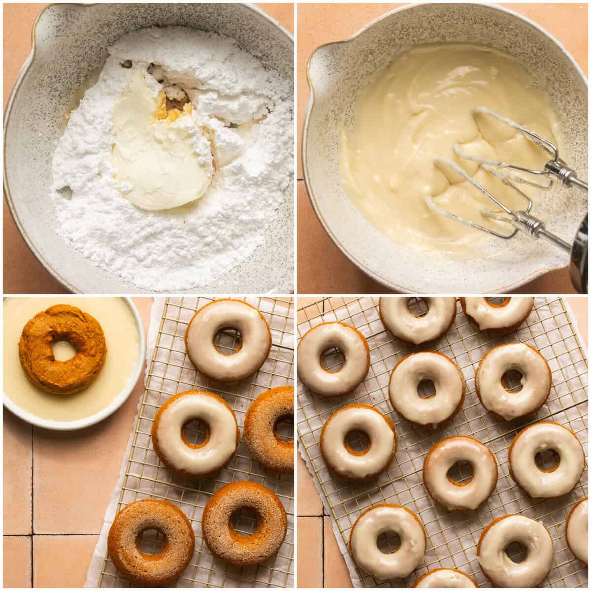 Step 6 for prepping baked pumpkin donuts.