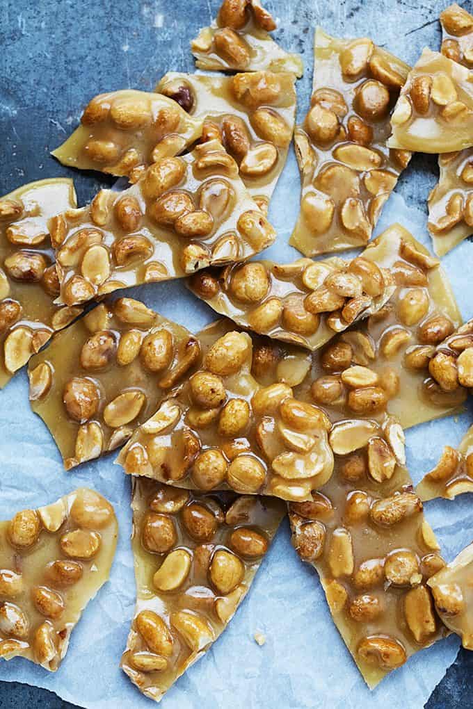 top view of microwave peanut brittle.