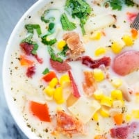 Slow Cooker Potato Bacon Corn Chowder | Creme de la Crumb