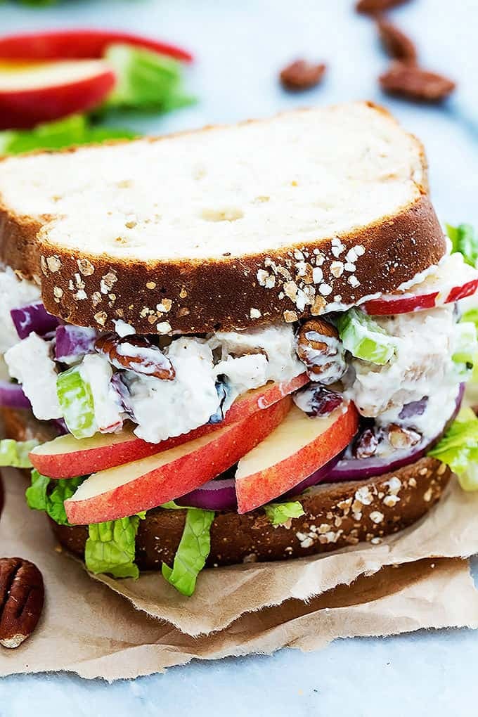 a apple pecan chicken salad sandwich.