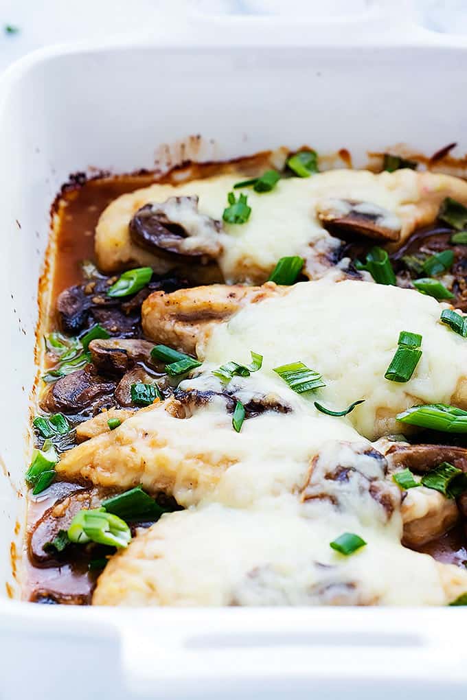 chicken lombardy in a baking tray.