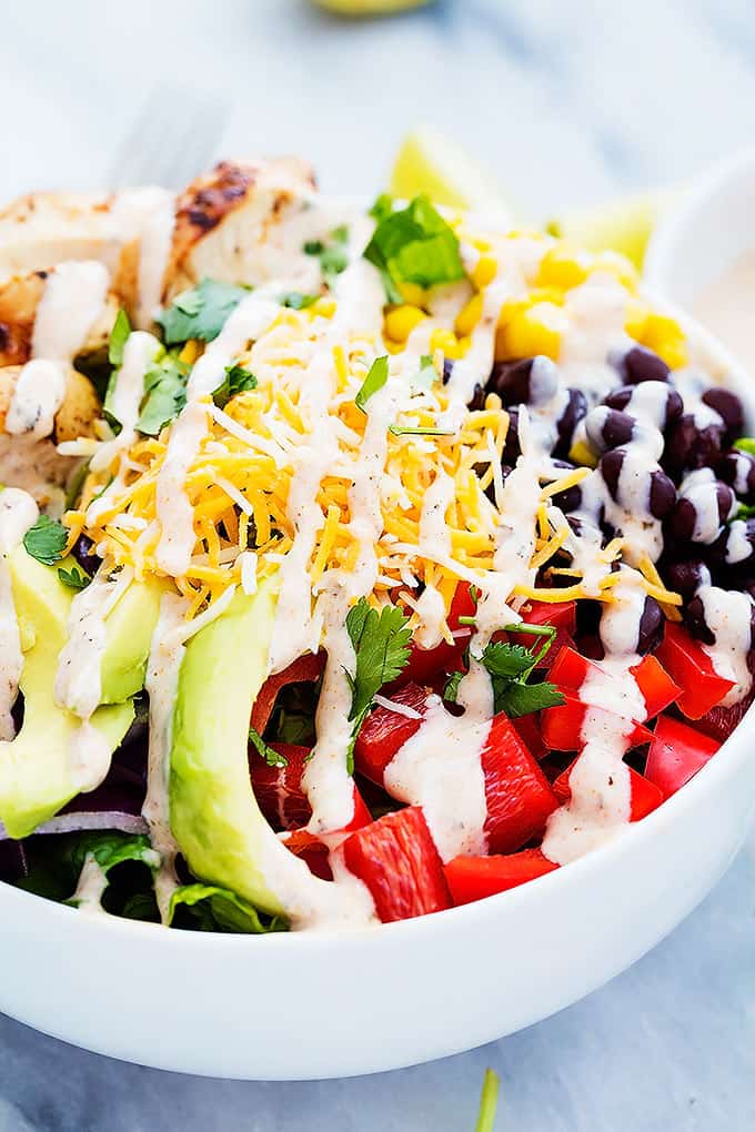 Southwest chicken salad in a bowl.