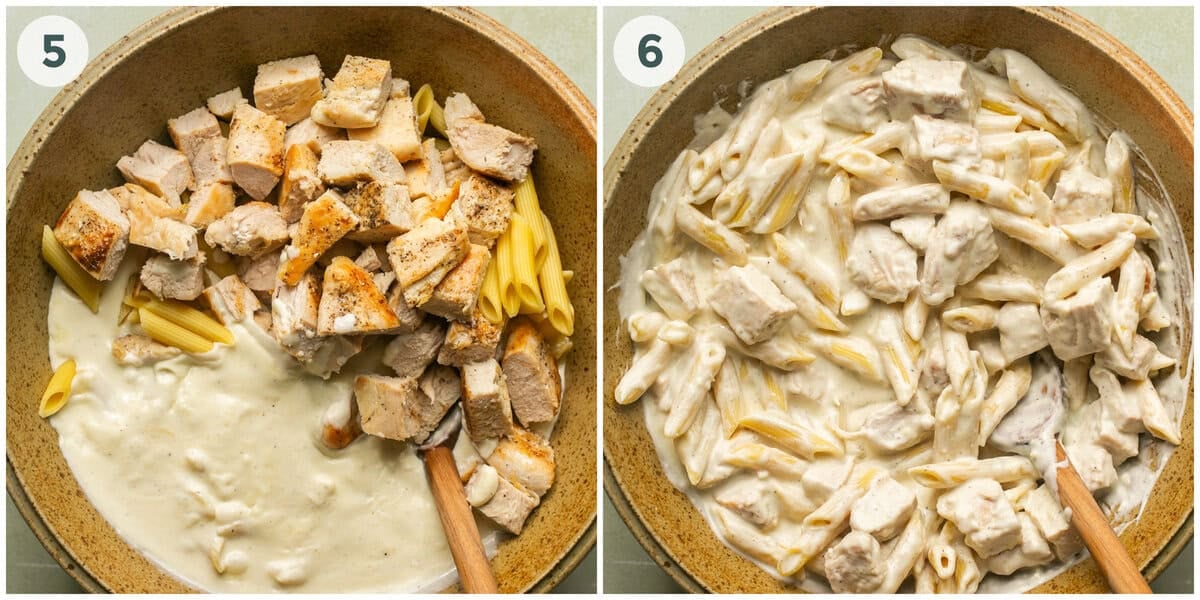 steps 5-6 of chicken alfredo bake recipe