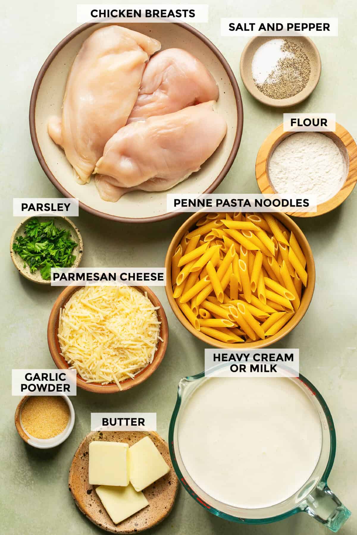ingredients for chicken alfredo baked penne recipe