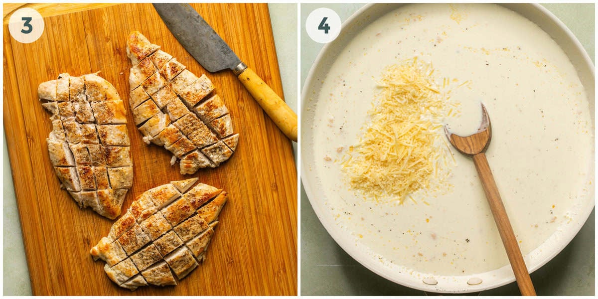 steps 3-4 of chicken alfredo bake recipe