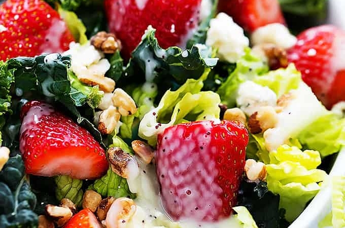 Strawberry Poppyseed & Chopped Kale Salad | Creme de la Crumb