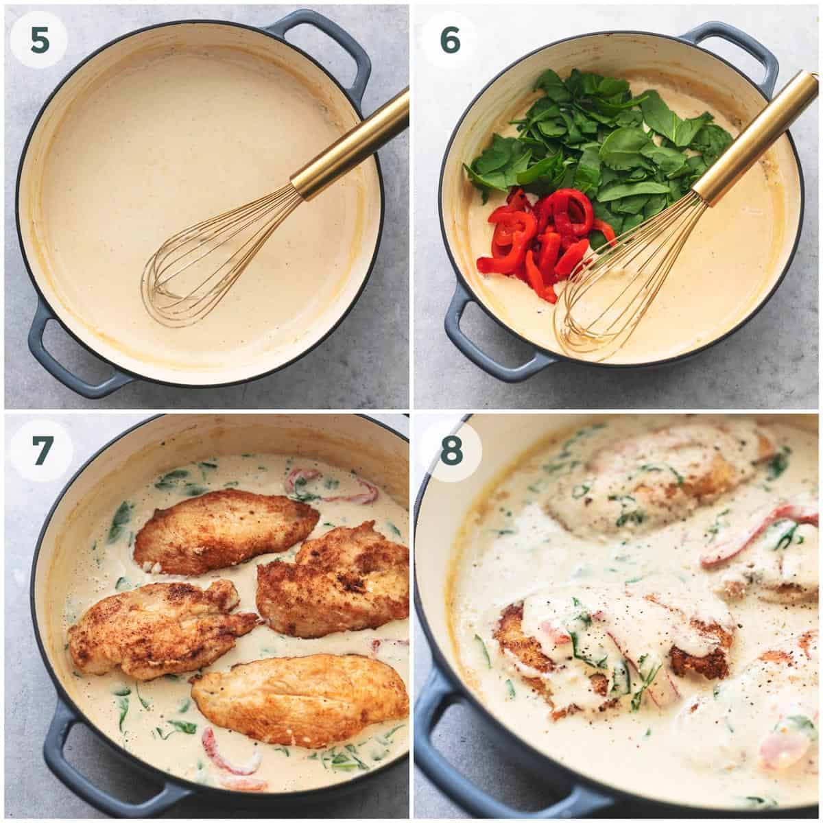 four steps for making tuscan chicken