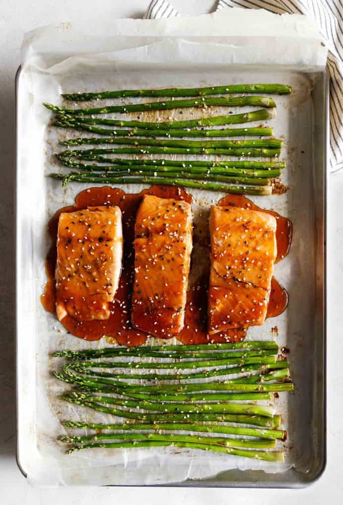 Baked Sesame Glazed Salmon and Asparagus  Creme De La Crumb