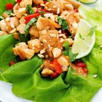 Easy Thai Peanut Chicken Lettuce Wraps | Creme de la Crumb