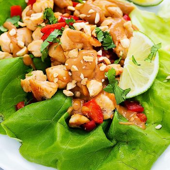 Easy Thai Peanut Chicken Lettuce Wraps