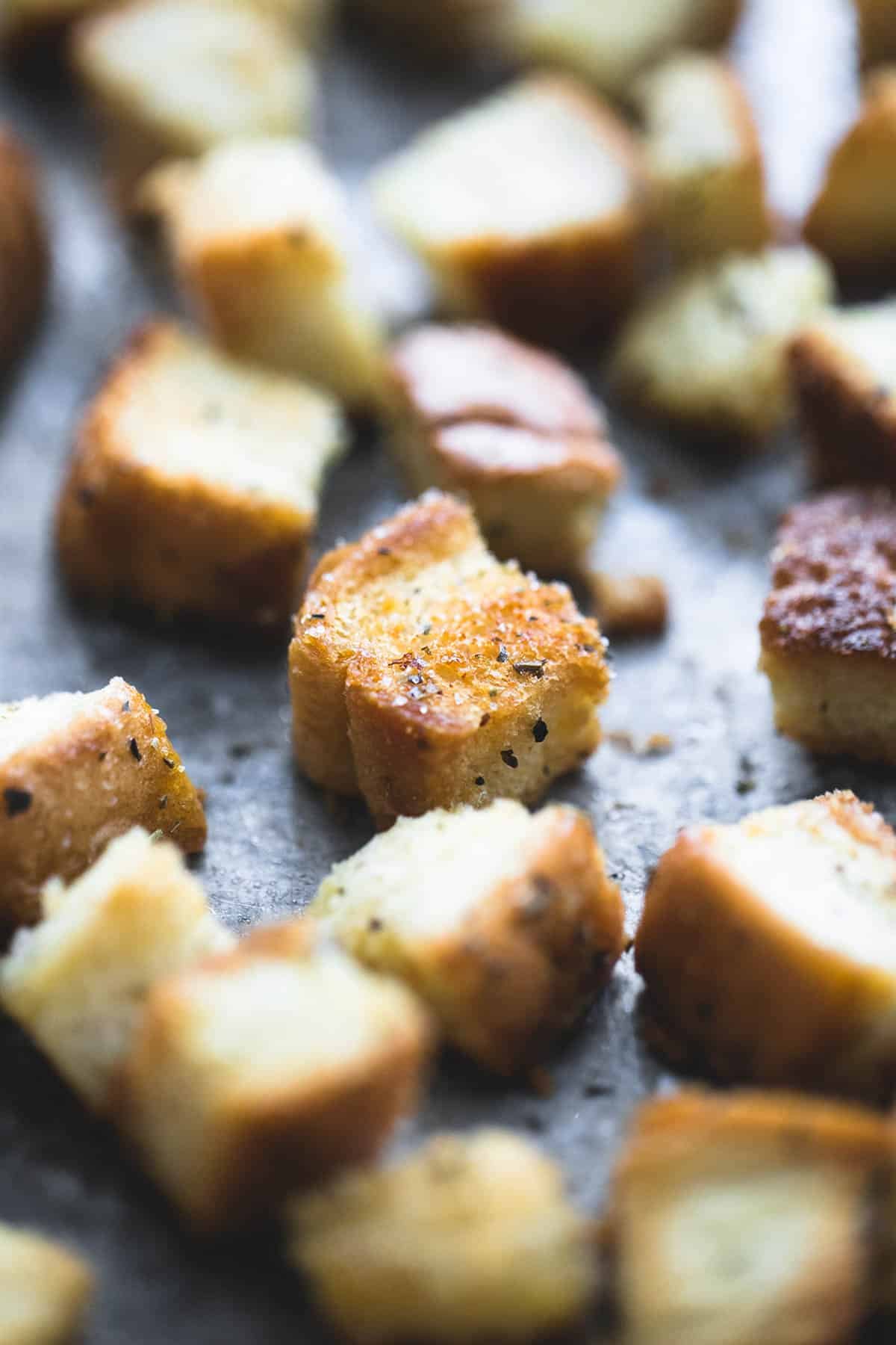 close up of croutons.