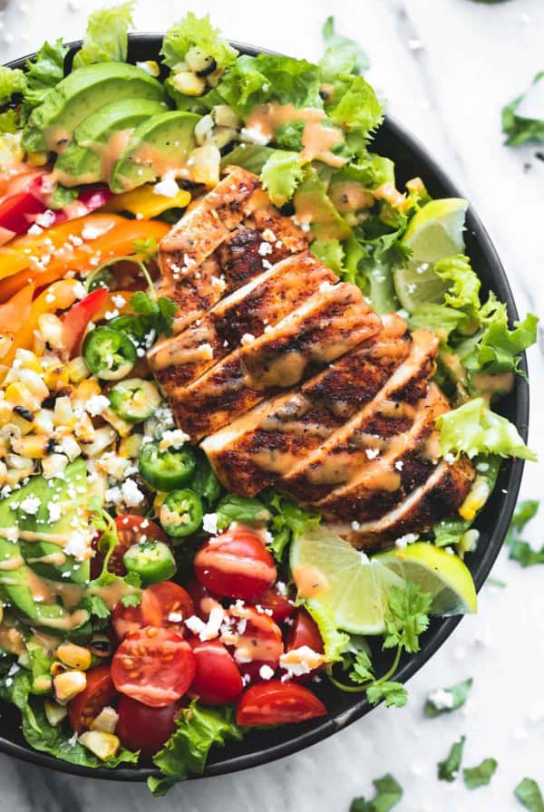 Fiesta Lime Chicken Salad with Chipotle Dressing | lecremedelacrumb.com