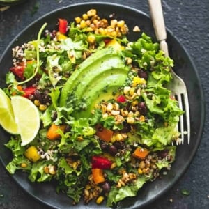 Chopped Fiesta Quinoa Salad with Cilantro Lime Dressing | lecremedelacrumb.com