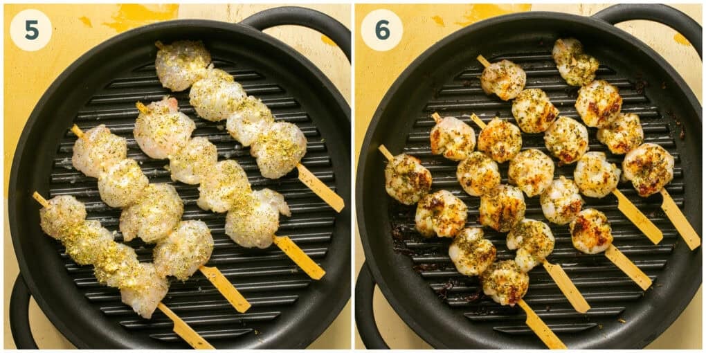 steps 5-6 for grilled lemon garlic butter shrimp skewers.