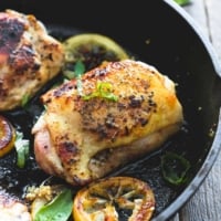 Skillet Buttery Lemon Herb Chicken Thighs | lecremedelacrumb.com