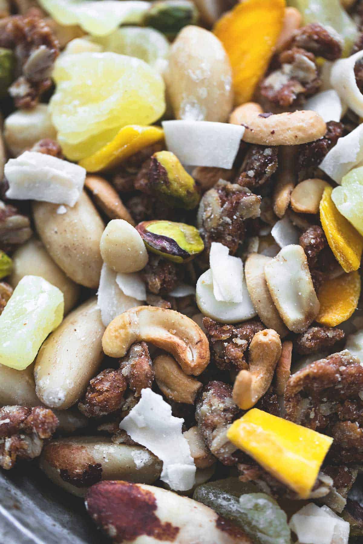 close up of tropical trail mix.