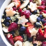 Patriotic Fruit Salad & Honey Lime Poppyseed Dressing | lecremedelacrumb.com