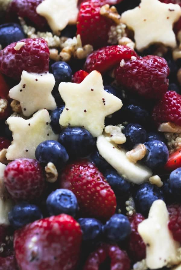 Patriotic Fruit Salad with Honey Lime Dressing | lecremedelacrumb.com