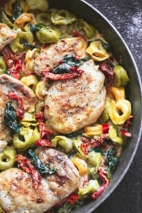 One Pan Tuscan Garlic Chicken Tortellini | lecremedelacrumb.com
