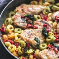 One Pan Tuscan Garlic Chicken Tortellini | lecremedelacrumb.com