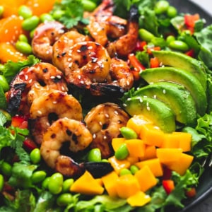 Mango Mandarin Sesame Shrimp Salad | lecremedelacrumb.com