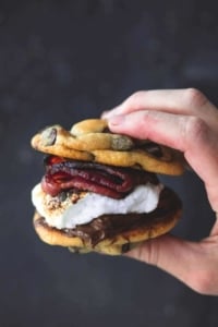Grilled Chocolate Chip Cookie Bacon S'mores | lecremedelacrumb.com