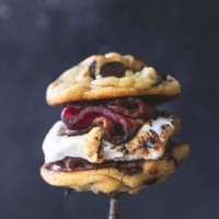 Grilled Chocolate Chip Cookie Bacon S'mores | lecremedelacrumb.com