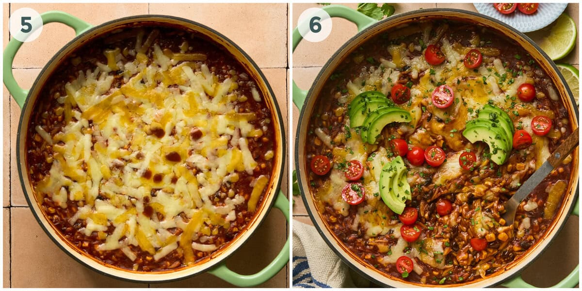 steps 5-6 for enchilada pasta orzo recipe.