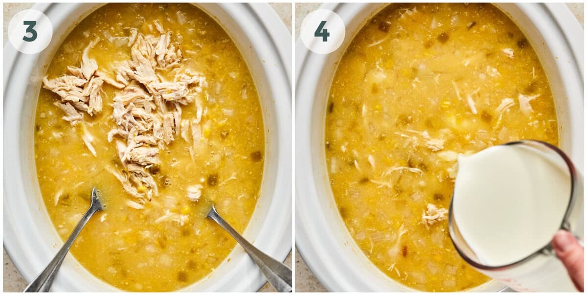 steps 3-4 for crockpot chicken corn chowder.