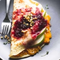 Butternut Squash & Pear Crepes with Cranberry Sauce | lecremedelacrumb.com