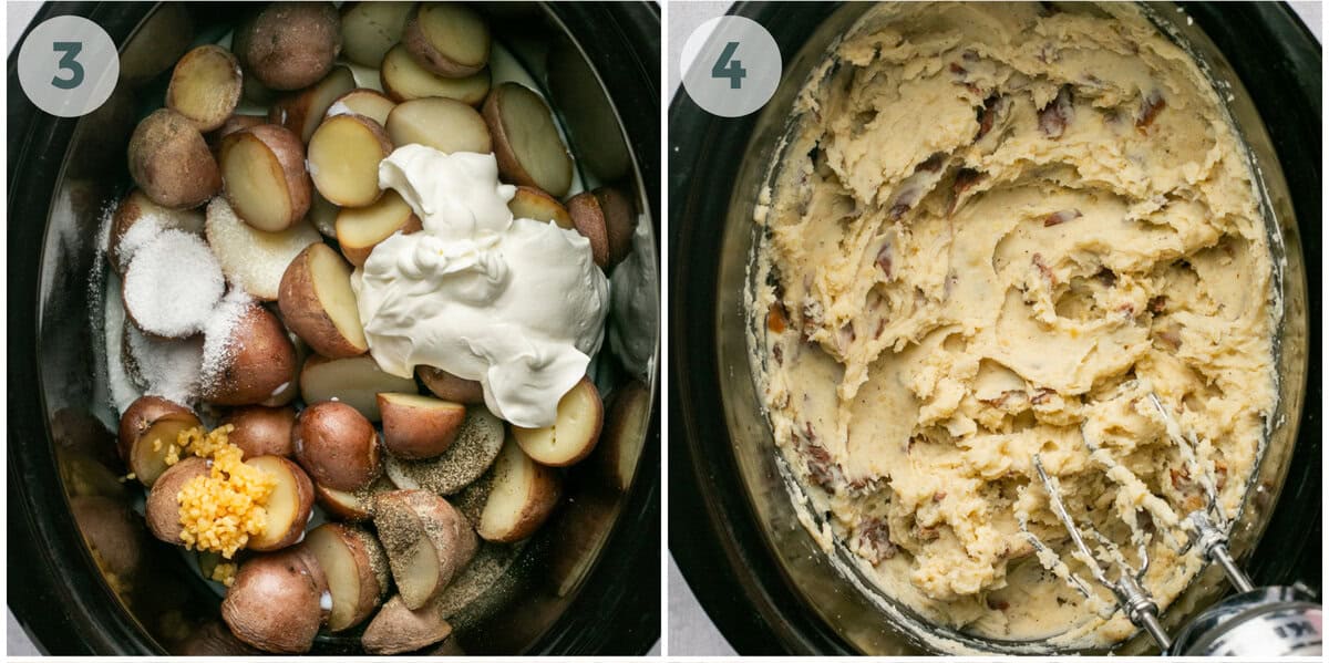 Step 2 for prepping slow cooker mashed potatoes.