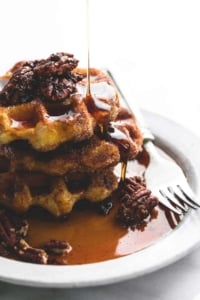 Cinnamon Sugar Biscuit Waffles (4 ingredients) | lecremedelacrumb.com