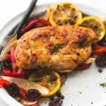 Baked Greek Chicken Sheet Pan Dinner | lecremedelacrumb.com