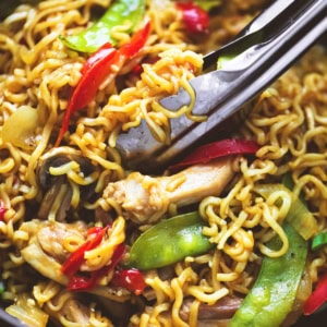 One Pot Chicken & Veggie Ramen | lecremedelacrumb.com