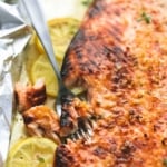 Baked Honey Lemon Garlic Salmon in Foil | lecremedelacrumb.com