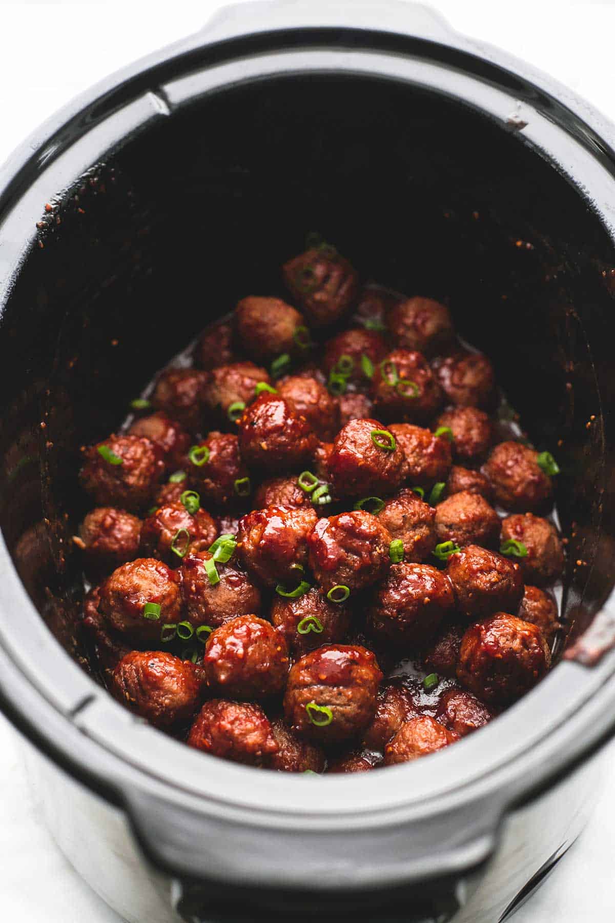 slow cooker party meatballs in a slow cooker.