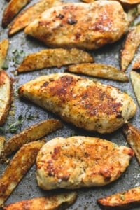 Sheet Pan Garlic Parmesan Chicken & Potatoes | lecremedelacrumb.com