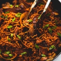 One Pan Spicy Korean Beef Noodles | lecremedelacrumb.com