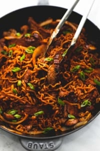 One Pan Spicy Korean Beef Noodles | lecremedelacrumb.com