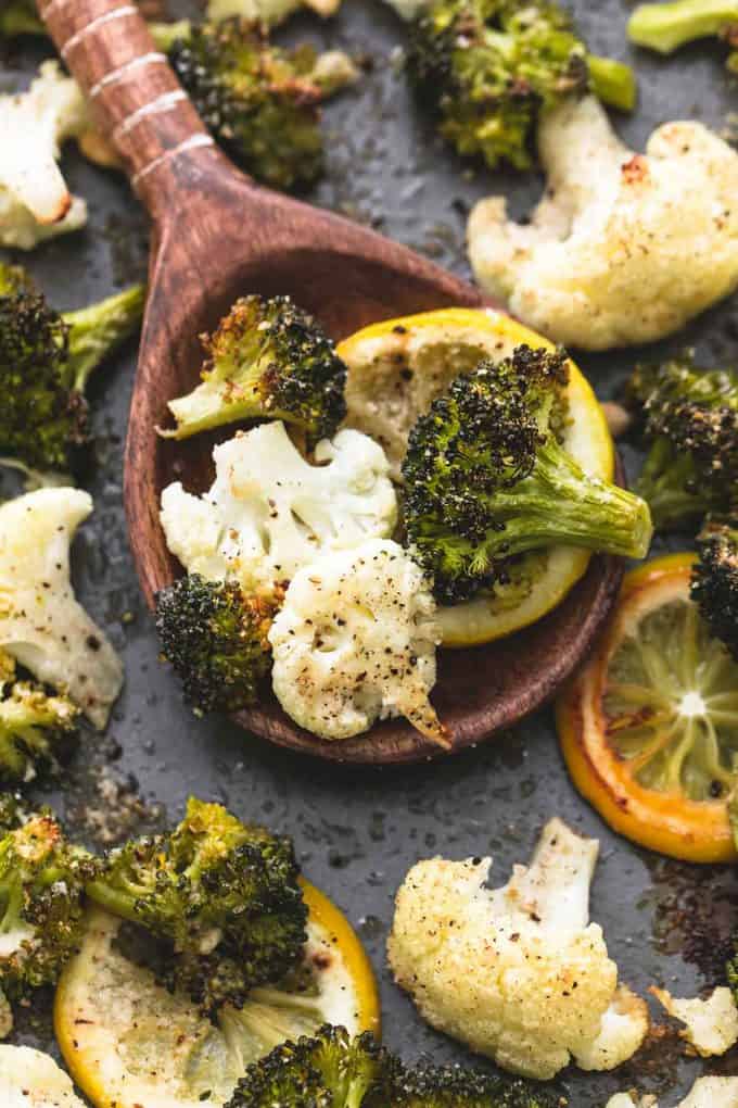 Roasted Lemon Garlic Broccoli & Cauliflower Creme De La Crumb