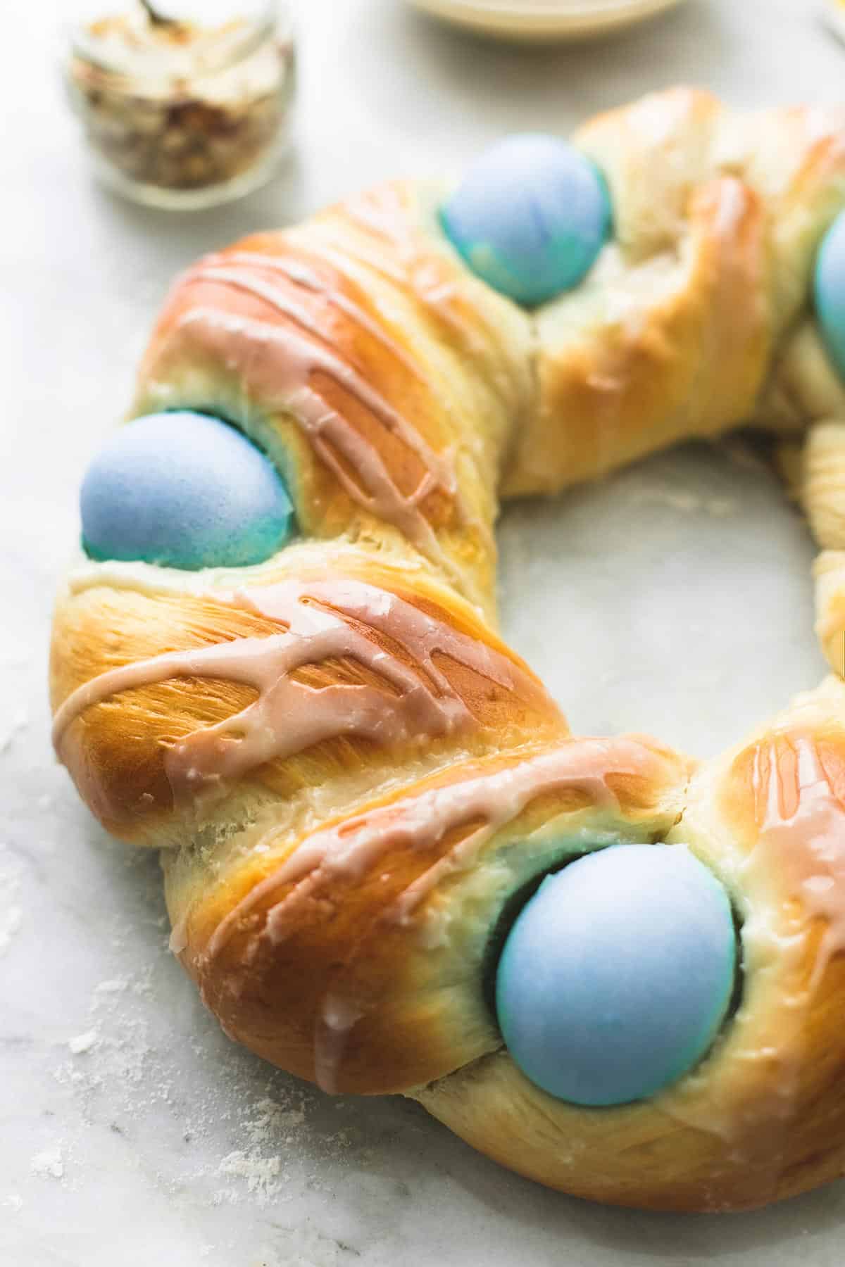 close up of Easter nest almond ring.