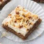 Carrot Cake Bars with Coconut Cream Cheese Frosting | lecremedelacrumb.com