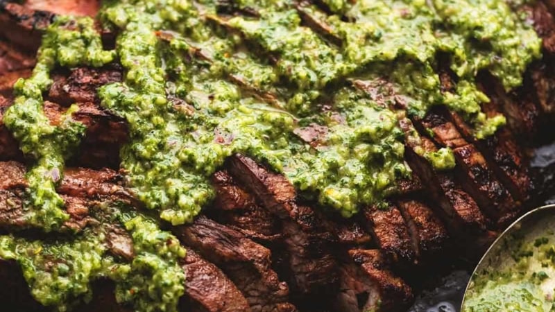 Flank Steak with Chimichurri Sauce | lecremedelacrumb.com